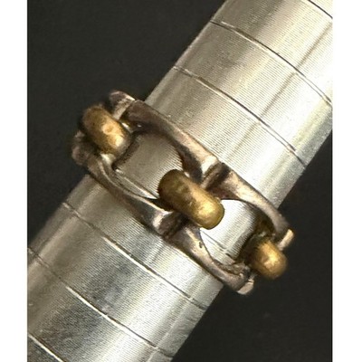 Vintage Sterling Silver Brass Ring Brutalist Modernist Band Two Tone