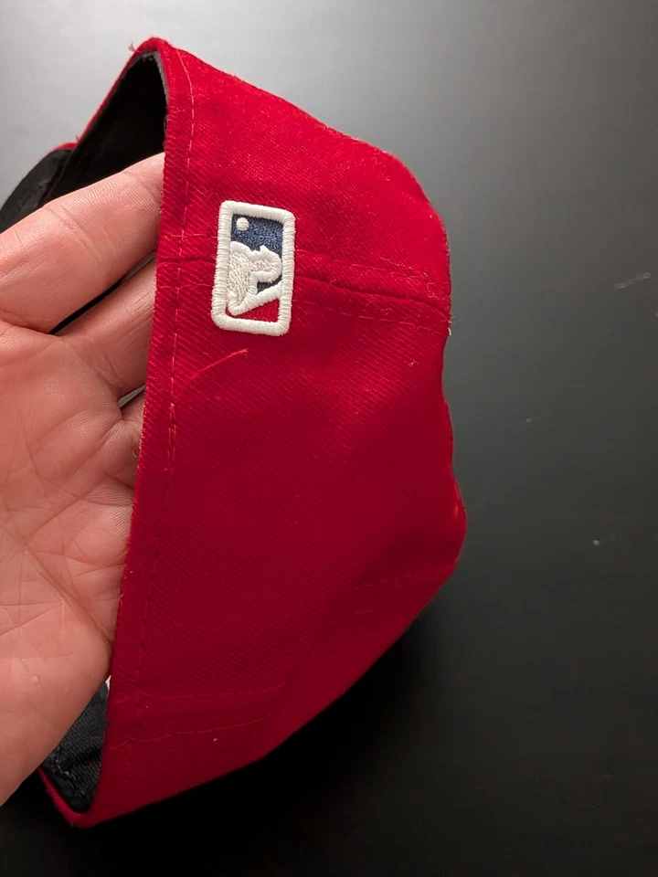 VTG USA Made New Era 59FIFTY Anaheim Angels LA Red Wool Fitted 6 7/8 Hat Cap MLB - Image 4 of 4