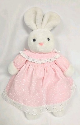 ABC Anna Baby Club Rabbit Pink Bunny w/ Pink Dress 16'' Stuffed Animal Plush 1993