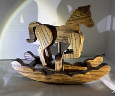 Vintage Hand Made wooden rocking horse 8" tall 10 Long moveable legs
