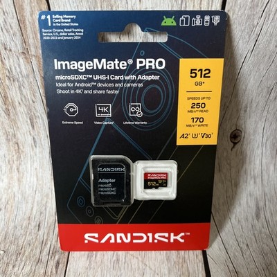 SanDisk  512GB ImageMate Pro microSDXC UHS-1 Memory Card SDSQXBD-512G-AW6KA New 