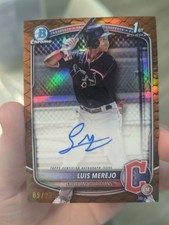 Topps 2025 Bowman Chrome Luis Merejo Guardians 1st Reptillian Auto /25 19 Y/O