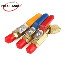 Charging Hoses AC Refrigerant Tools Coolant Angled Small Ball Valve 1/4“SAE 3PCS
