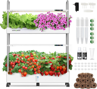 Indoor Garden Hydroponics Growing System Kit: 60 Pods Indoor Herb Garden with LE