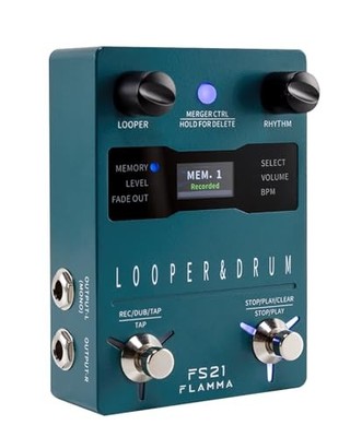 FLAMMA FS21 Drum Machine Looper Pedal 100 Grooves 160 Min Aufnahme Grün