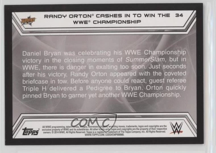 2014 Topps WWE Road to Wrestlemania Bronze Randy Orton #34 - Image 2 of 2
