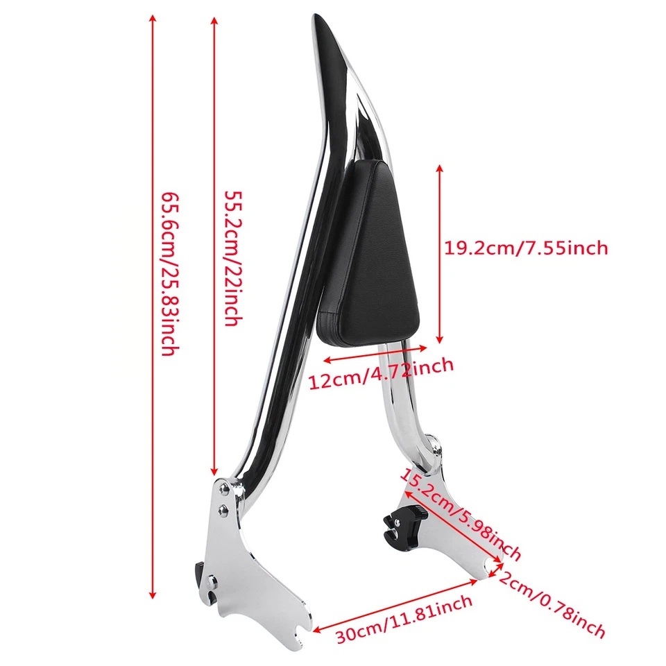 22'' Chrome Backrest Sissy Bar For Harley Road King Electra Glide 1997-2008 - Image 2 of 4
