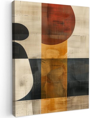 Modernes industrielles beigefarbenes Leinwand-Wandbild 60 x 80 cm gerahmt einfaches Aufhängen Deko