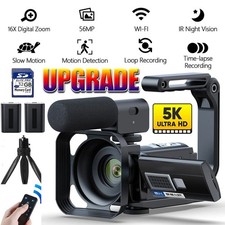 5K Video Camera Camcorder 56MP WIFI YouTube Vlogging/Podcast Camera 3"270  32GB