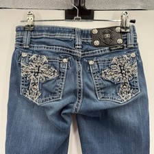 Miss Me Jeans Girls 12 Blue Denim Jegging Skinny Embellished Cross Pockets