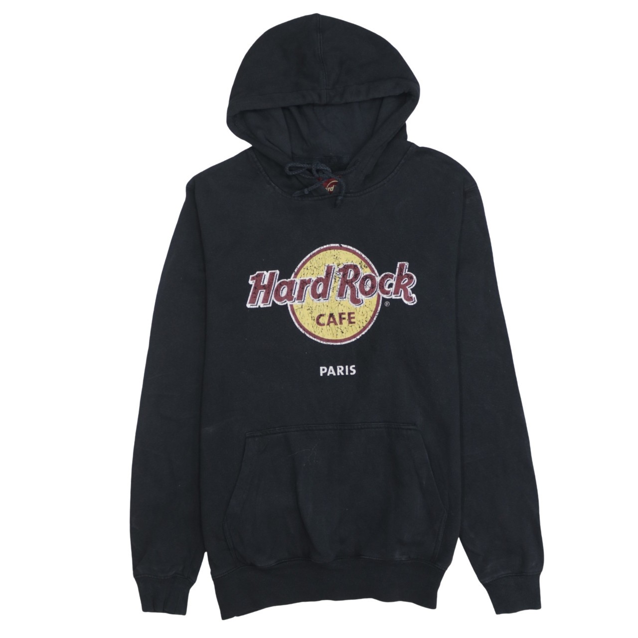 Hard Rock Cafe Mens Hoodie Black Paris Graphic Print Hooded Fleece Sweatshirt M