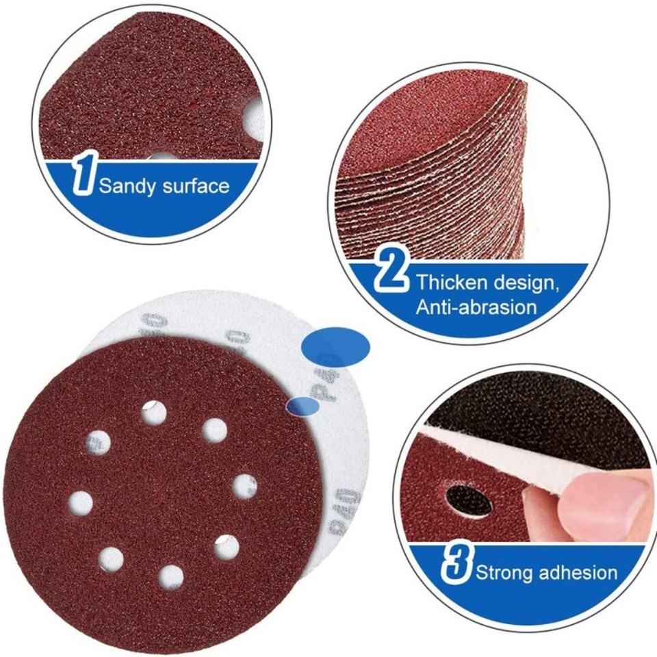 125mm 6 Hole Sandpaper 40 Grit 10pcs for High Speed Sanding and Dust ...
