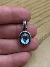 SILPADA 925 STERLING SILVER DESIGNER SIGNED NATURAL OVAL BLUE TOPAZ PENDANT
