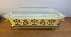 Pyrex - Black Needlepoint/Embroidery Pattern w Lid and Cradle -  575-B, 2 QT