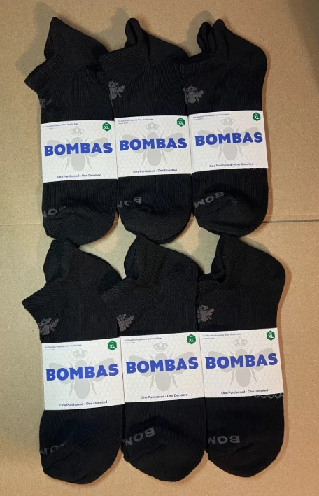 Bombas Ankle Socks Black Honeycomb Arch XL Size Black Multi 6 Pair