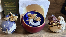 Vintage Boyds Bears Bearstone Angel Christmas Ornaments Lot 3 Boxed Resin 1996