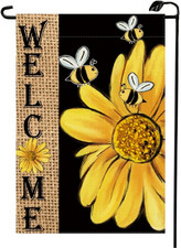 Summer Bee Sunflower Garden Flag 12x18 Inch Double Sided for Outside Welcome Hol