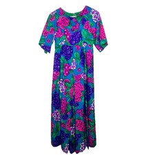 Vintage LELAND OF CALIFORNIA Psychedelic Hawaiian Floral Wide Leg Jumpsuit K21