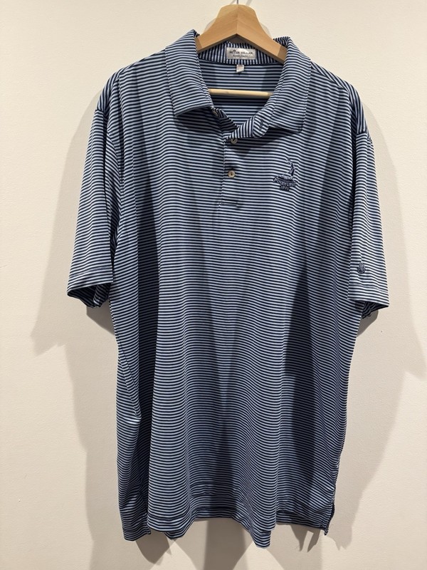 Peter Millar Striped Pinehurst Golf Polo - XXL - Blue