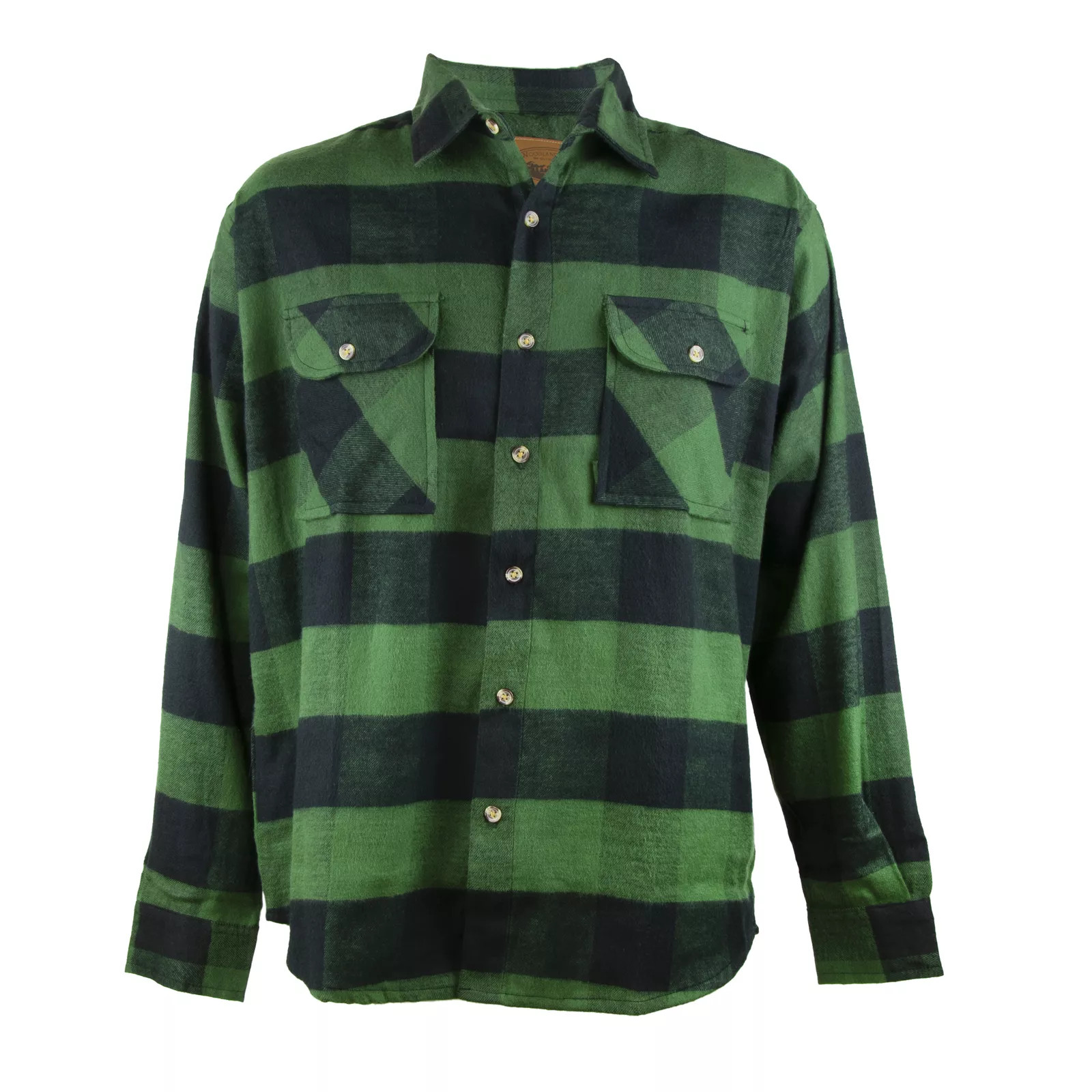 Woodland Creek Mens Long Sleeve Button-Up Flannel Shirt in Green Plaid Large 4990₽