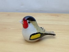Vintage Langham Crystal Glass Goldfinch Bird Paperweight - Signed by Artist