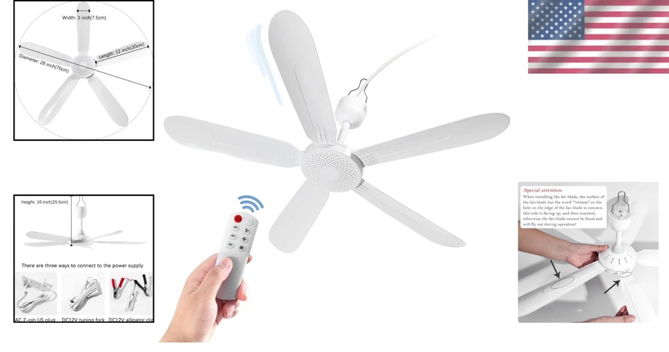 Adaptable 28-Inch Ceiling Fan with Powerful Airflow - Indoor/Outdoor with Remote - Image 2 of 4