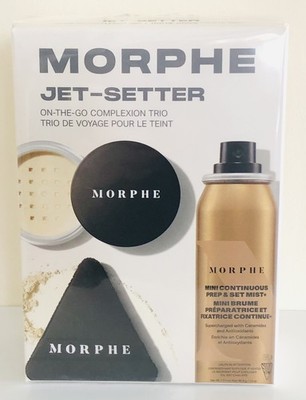 Morphe Jet-Setter Trio Travel Essentials Set Teint Nebel Puder & Puff NEU