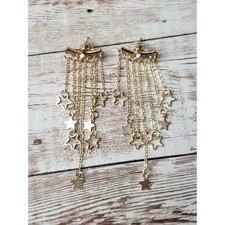 Star Cascading Stud Earrings Gold Tone - Brand New