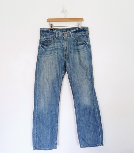 Jeans Levis 505 W32 L30 Azul Pierna Recta Desteñido Denim Para Hombre De Colección