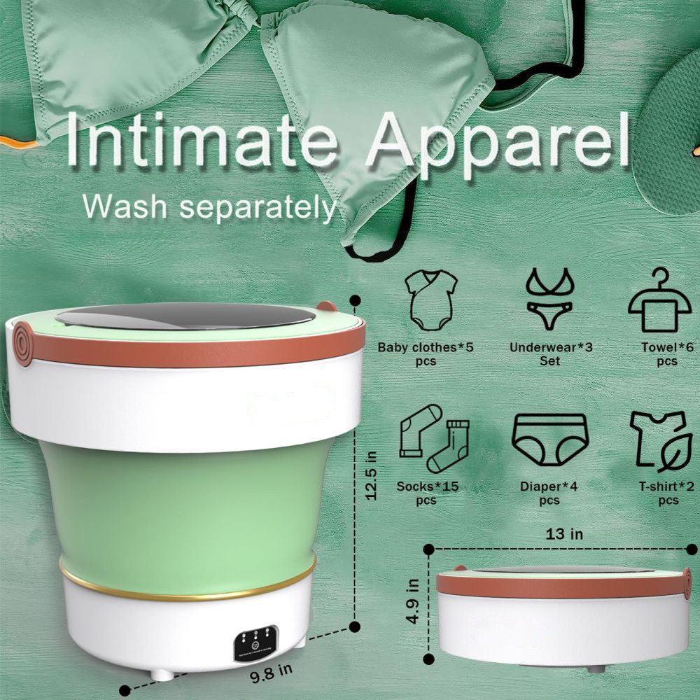 9Litre Portable Mini Washing Foldable Machine for Round Body Baby Clothes Pet