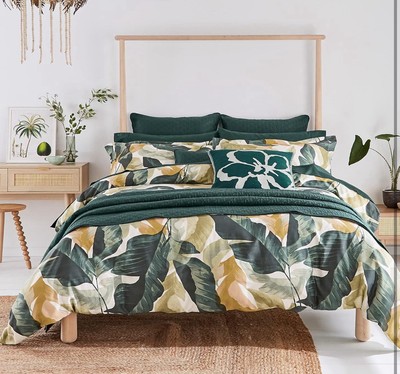Ted Baker Palm Print Urban Forager Twin Comforter & Sham Set NEW
