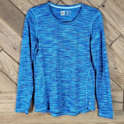 RBX Performance Top Womens Large Long Sleeve Space Dye Blue Athletic Shirt L