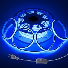 Blue COB LED Strip Lights Outdoor Waterproof 120V 65.6FT COB LED Rope Lights ...