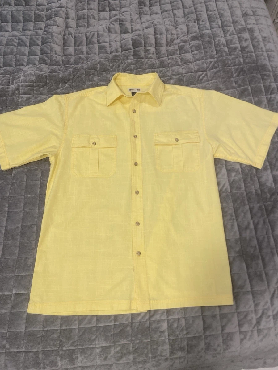 Chemise Homme Magellan Sportswear Jaune Boutonnée Manches Courtes 2XL - Thème Poisson