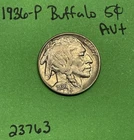 1936-P Buffalo 🦬 Indian Head Nickel 5c AU+ About Uncirculated
