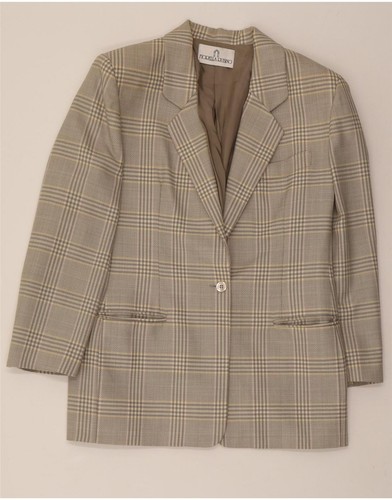 FIORELLA RUBINO Womens 2 Piece Skirt Set UK 14 Medium W28 Beige Check BM07 - Picture 2 of 6