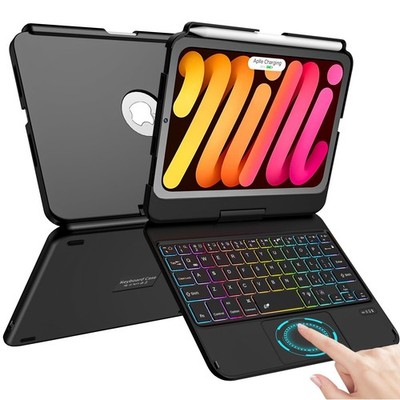 GreenLaw Keyboard Case iPad Mini 7/6 8.3'' Trackpad 360 Rotate Backlit Black