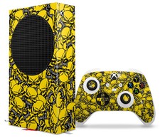 Skin Wrap for XBOX Series S Console Controller Scattered Skulls Yellow