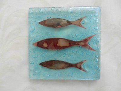 Jo Downs Glas Shoaling Fisch Design Untersetzer