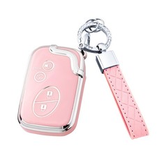 Flensent Key Fob Cover with Keychain for Lexus RX350 RX450 GX460 Small, Pink