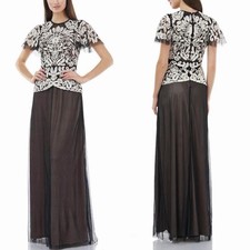 JS Collections Soutache D  Esprit A-Line Gown Size 10 NWT Embroidered Swiss Dot