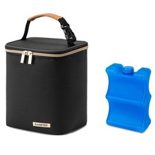 Breastmilk Cooler Bag Ice Pack Fits 4 Baby Bottles Up To 9 Ounce Black