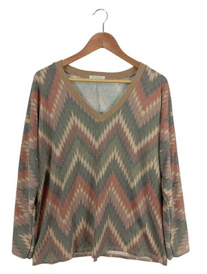 NEW COLLECTION V-Ausschnitt-Pullover Damen Pullover Gr. DE 44 khaki-pink