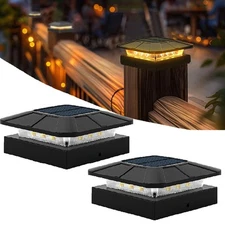 2Pack Solar Post Deck Cap Lights 4x4 Outdoor Garden Fence Dock LED Lamp Vinyl US