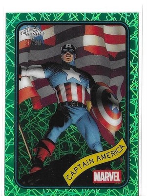 Captain America - Topps Chrome Marvel 2025 - Green Laser Refractor - /99 - #185