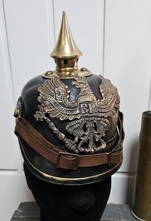 WW1 IMPERIAL GERMAN PRUSSIAN LEATHER PICKELHAUBE HELMET
