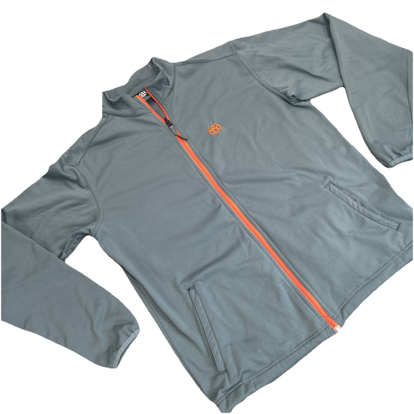 686 Polyester Full Zip Gray Orange Jacket Size La… - image 3