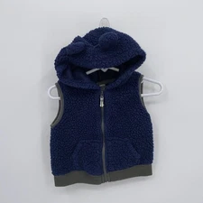 Carter's Baby Hooded Sleeveless Full Zip Fleece Vest Outdoor Jacket Blue 12 mo