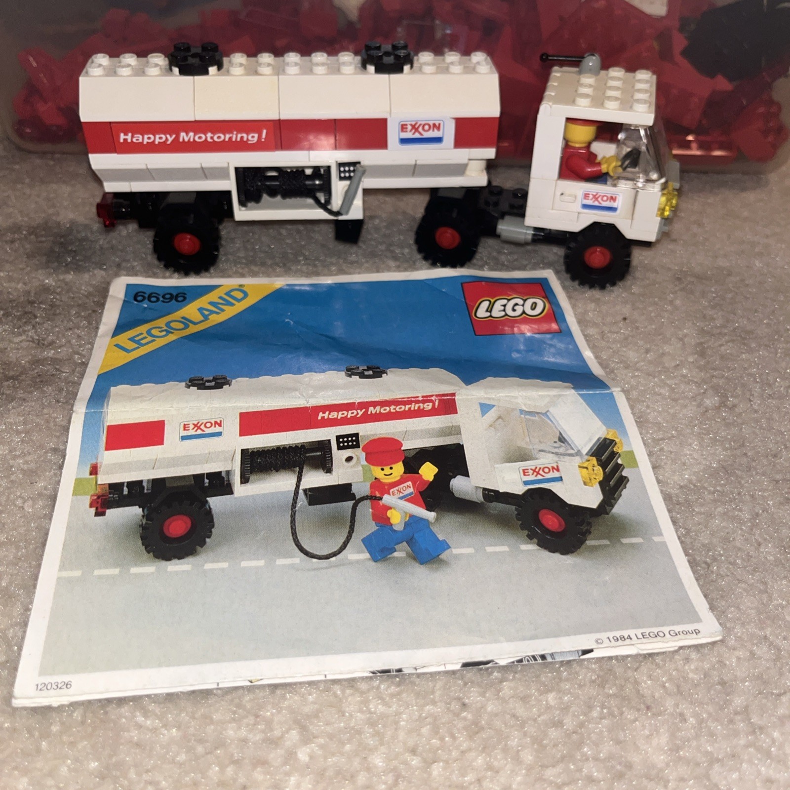 1984 Lego Town Gas Station: 6696 Exxon Fuel Tanker - 100% Complete w/Manual
