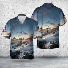 US Navy USS Ranger CV 61 Hawaiian Shirt